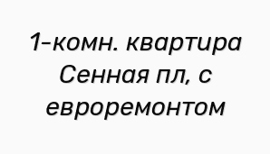 1-комн. квартира Сенная пл, с евроремонтом (Фото)