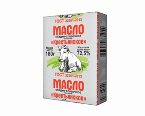 Масло сливочное 180гр. 72,5% ГОСТ 32261-2013 40р. (Фото)